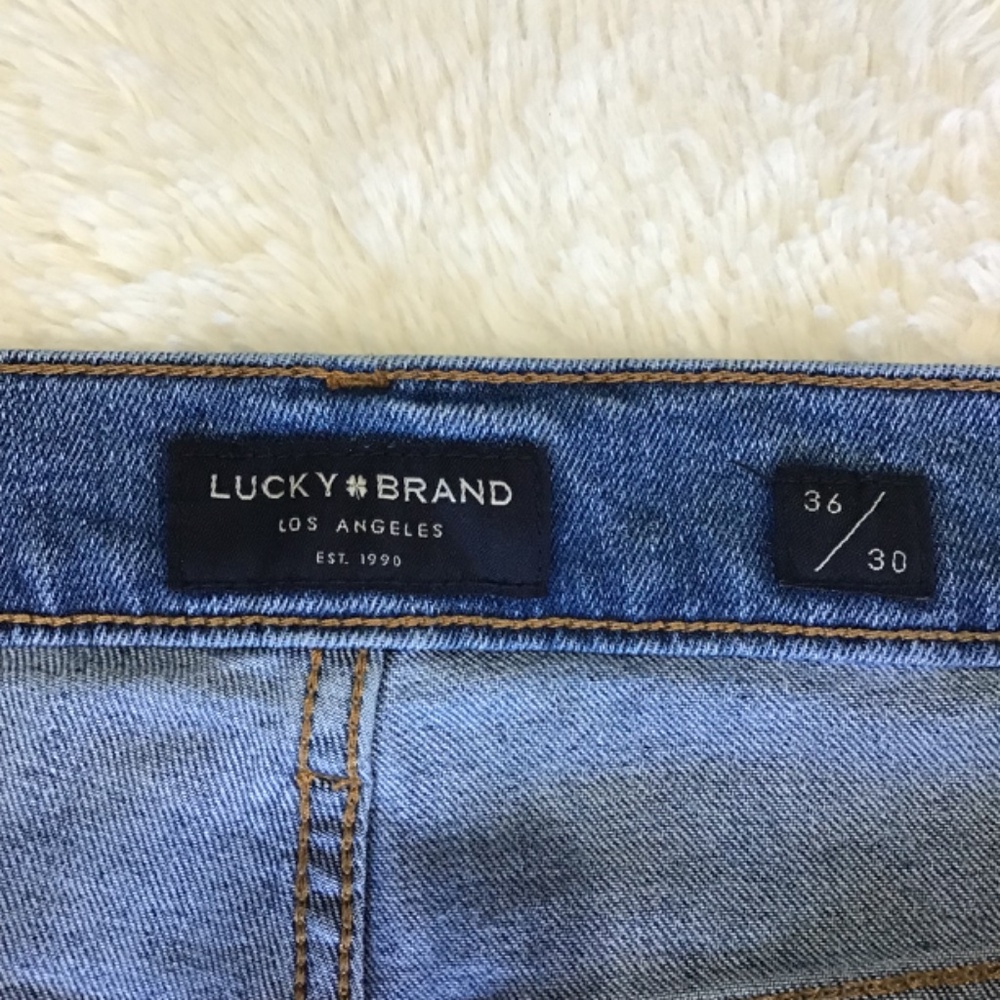 Lucky Men Size 36/30 121 Slim Straight Leg Denim Jean Casual Whiskered Faded - Picture 5 of 13